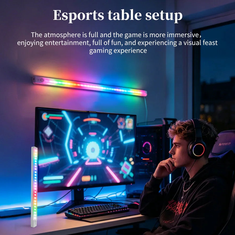 Rechargeable LED Cabinet Light Motion Sensor Magnetic RGB Gradient Ambient Night Lamp Kitchen Closet Bedroom Gaming Room Decor