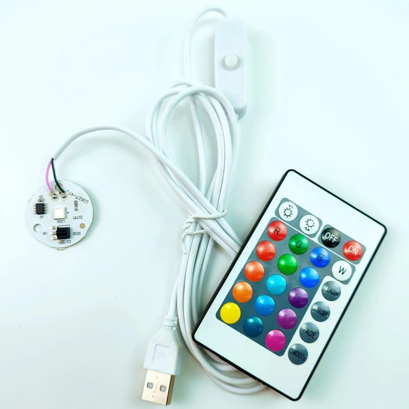 LED Colorful Light Source Board With Remote Control Dimmable 5V 3W-31MM With 1.5M USB Switch Cable DIY Desk Lamp Indoor Lighting