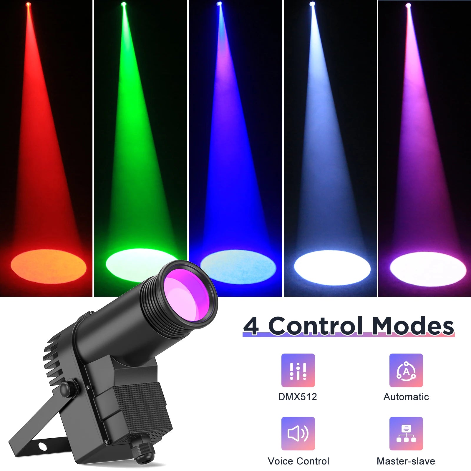 Datewink 2/4Pcs 30W RGBW LED Beam Pinspot Light Spot Lights DJ Disco Mirror Ball Stage Lighting Effect DMX For Party Wedding Bar