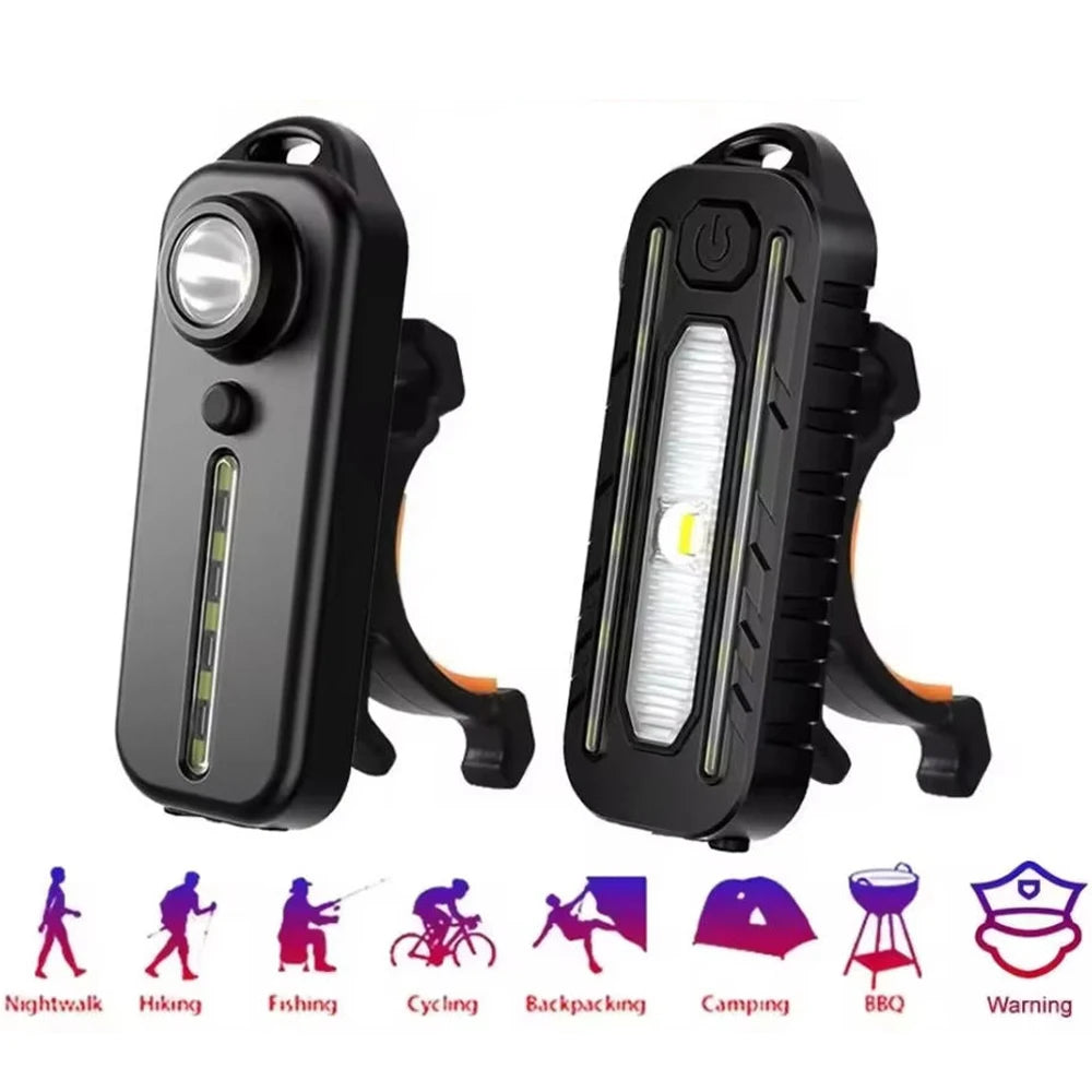 New Rechargeable Shoulder Worklight LED Red Blue Flashlight Vest with Clamp USB Charging Lantern Flashlight Running Outdoor