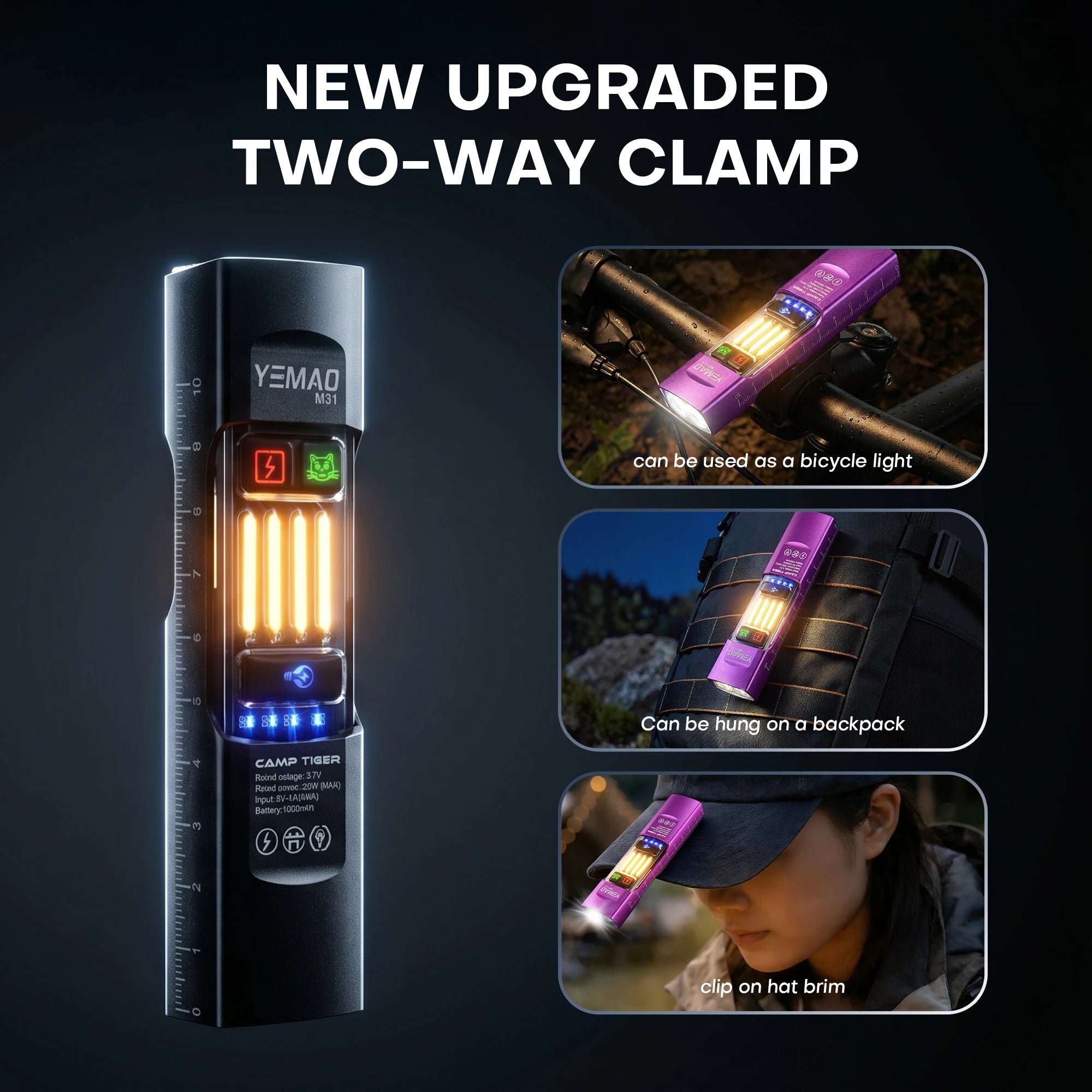 UV Multi-Function Flashlight, UV Light, Rechargeable, Aluminum Alloy, Portable Clip, Home Currency Verification, Pet Stain Detection, Outdoor Camping, Emergency Repairs
