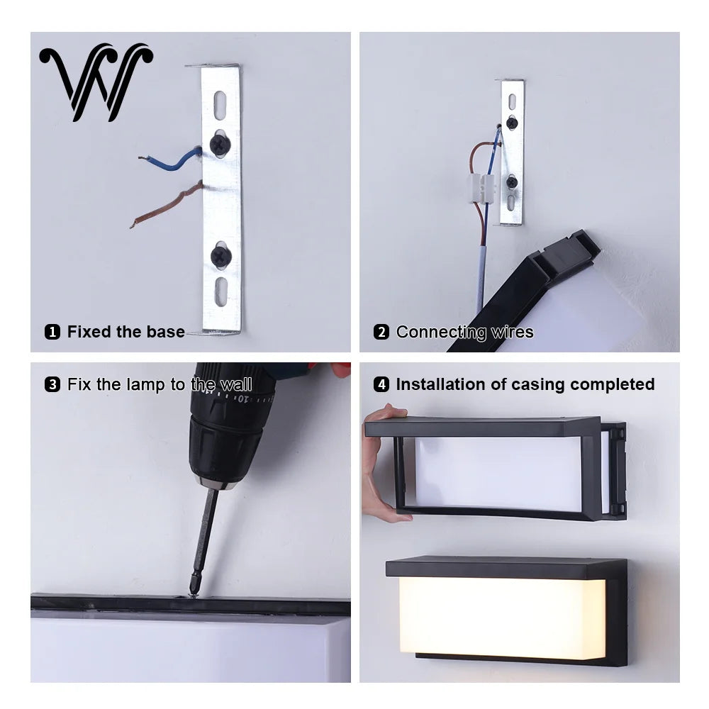 IP65 Waterproof Outdoor LED Wall Lamp 24W AC85-265V Exterior Wall Lighting Plastic Lamp Body Warm White Porch Light Garden Light
