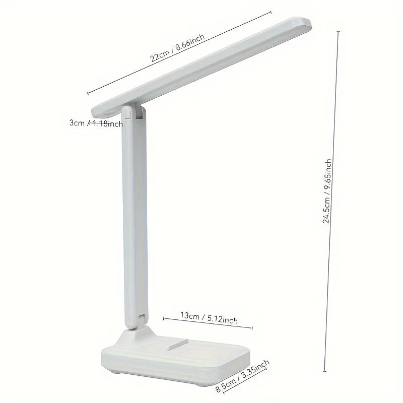 LED Touch Switch White Folding Desk Lamp Bedroom Bedside Study Reading Eye Care Night Lamp USB Plug-in Dimmable White Desk Lamp