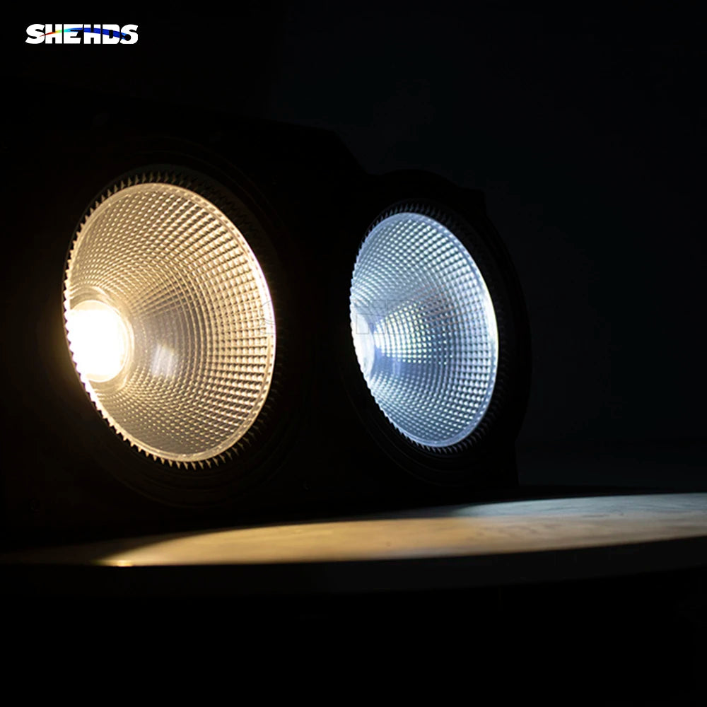 SHEHDS 200W Warm Cool White 2IN1 Projector 2 Eyes 2x100W COB LED Light Audience Blinder For DJ Disco Wedding Party Lighting
