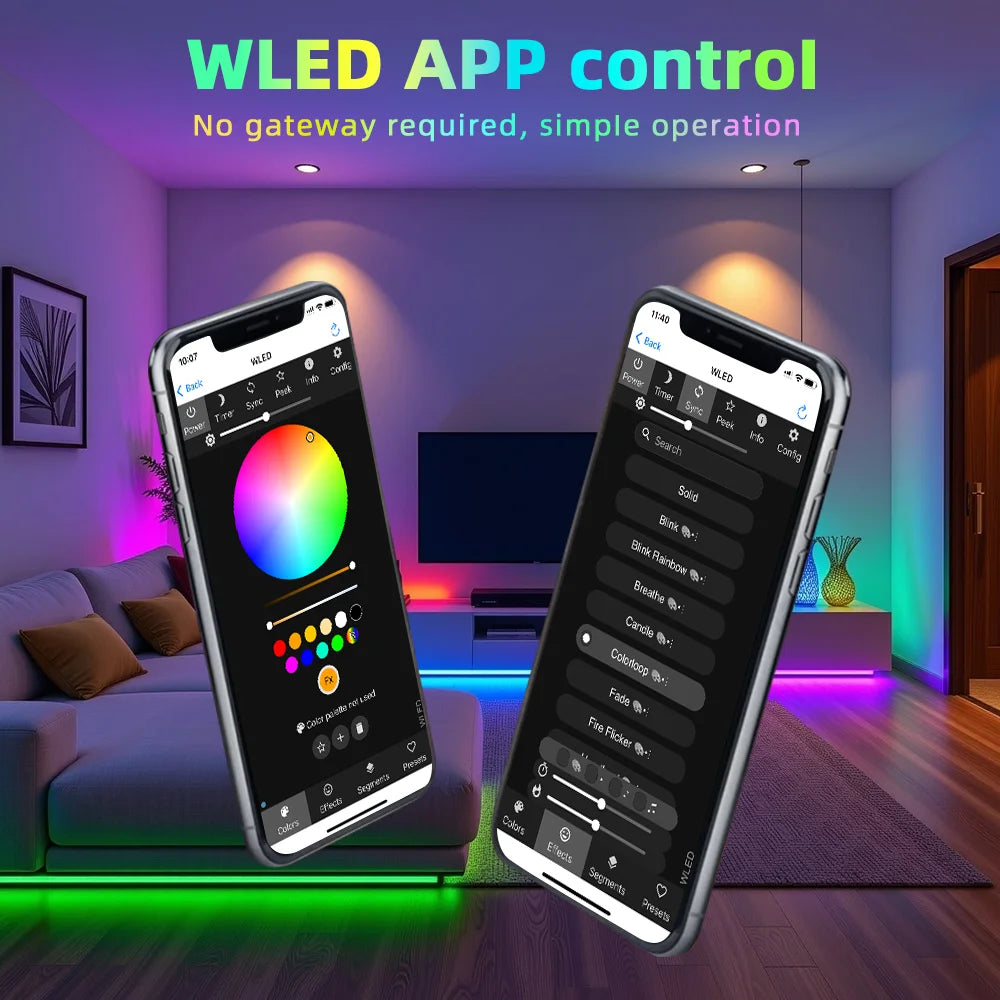 DOMRAEM WLED LED Strip Controller USB-C ESP8266 ESP32 Mic Sync 16A Fuse Level Shifter WS2812 SK6812 RGBIC Digital Pixel Light