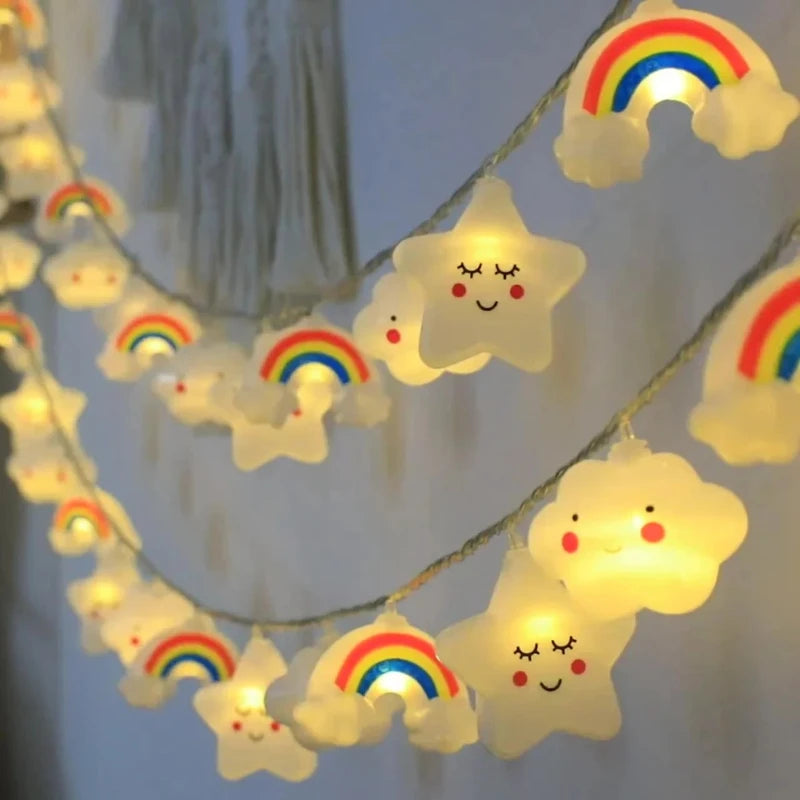 1PACK Rainbow&Star&Cloud String Lights LED Decorative Fairy Light Battery Powered Lights Twinkle Lights For Party Bedroom Decor