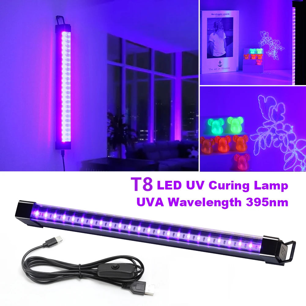 Black Light UV T5 T8 Tube 5V 6W Ultraviolet Lamp Bulb 395nm Blacklight Bar for Money Detector Halloween Party Disco Decor