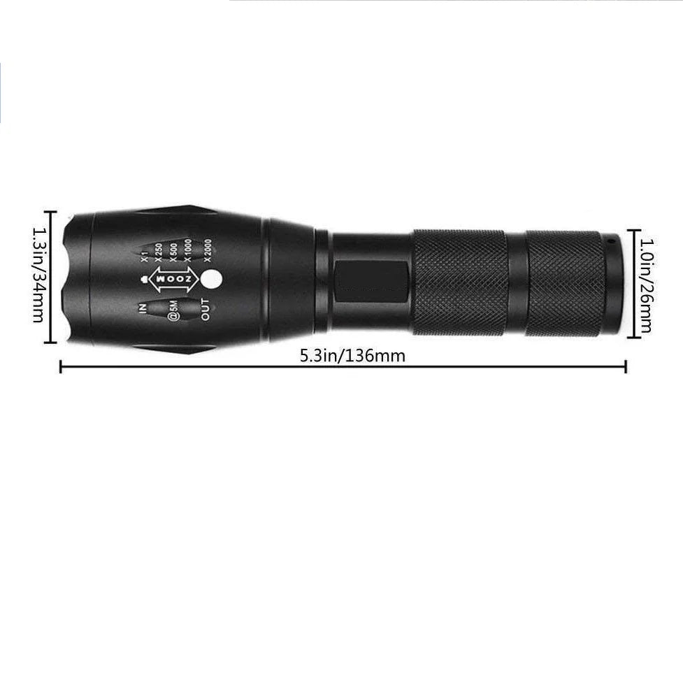 Super Bright LED Flashlight Rechargeable Zoomable Digital Display Tactical Light Waterproof Camping Outdoor Handheld Spotlight