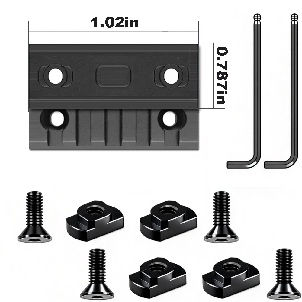 2PCS Black Aluminum Picatinny Rail Set 5 Slots with 4 T-Nuts 4 Screws And 2 Allen Wrenches for Accessory Mounting