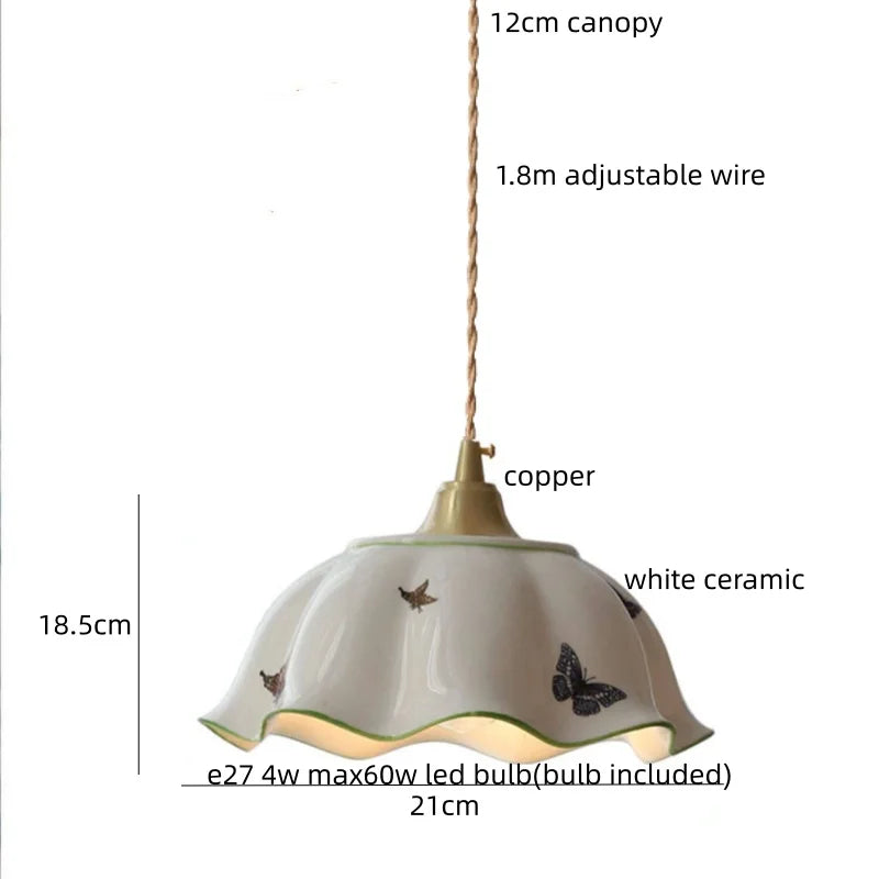 IWHD Home Decor LED Pendant Light Fixtures Bedroom Hallway Living Room Nordic Modern Leaf Ceramic Copper Socket Hang Lamp Lampen