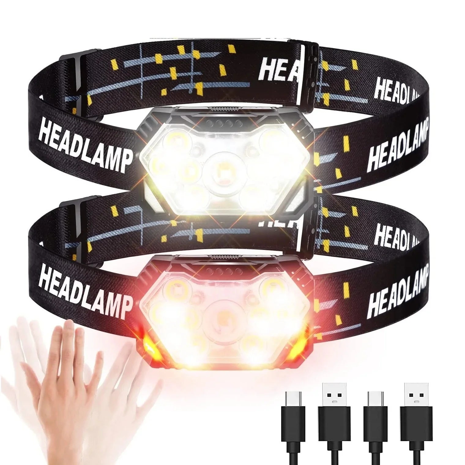 Portable 9-LED Headlamp Flashlight AAA Battery Powered High Brightness for Camping Fishing Hiking Outdoor Work Emergency Light