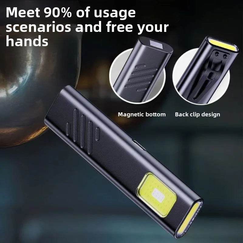 Emergency Portable Rechargeable Mini LED Keychain Flashlight 800LM Magnetic Pocket Torch Light for Work, Camping, Car Use