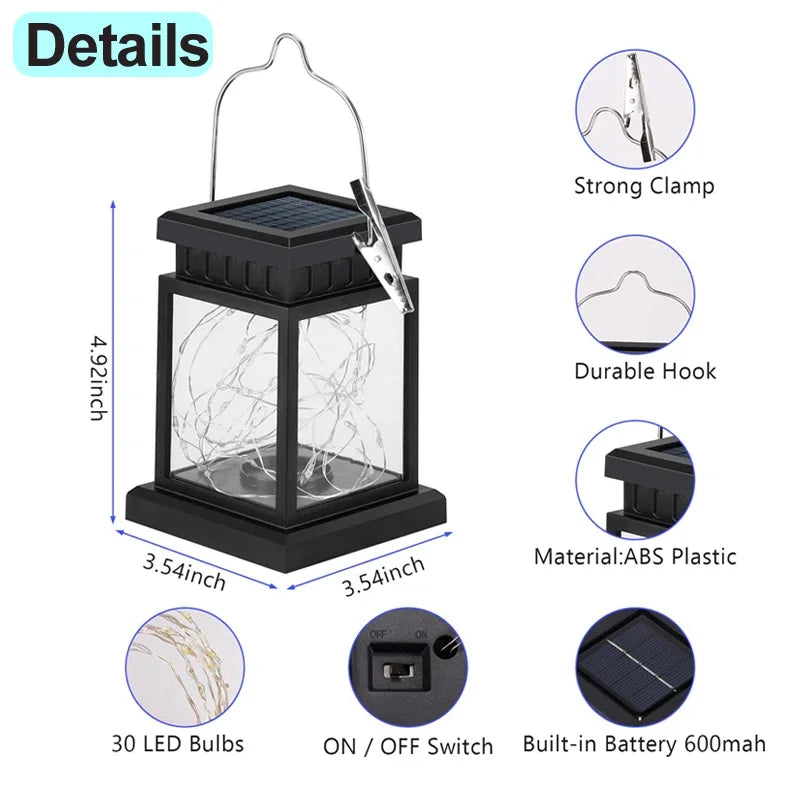 HOMEFISH Solar LED Outdoor Floor Lanterns Focus Panel Candle Lights Hanging Decor for Garden Balcony Terraza Birds Decoration
