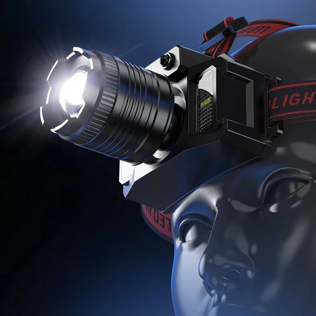 Smart Induction White Light LED Headlamp with Zoom USB Charging Sensor Multi-Function Outdoor Head Torch Lantern