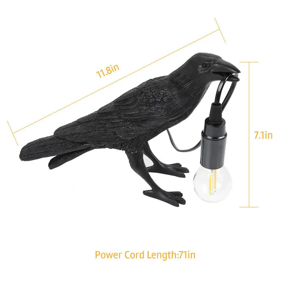 Resin Lucky Bird Crow Wall Lamp Table Lamp Night Light Bedroom Bedside Living Room Wall Lamp Home Decoration(Free Bulb)