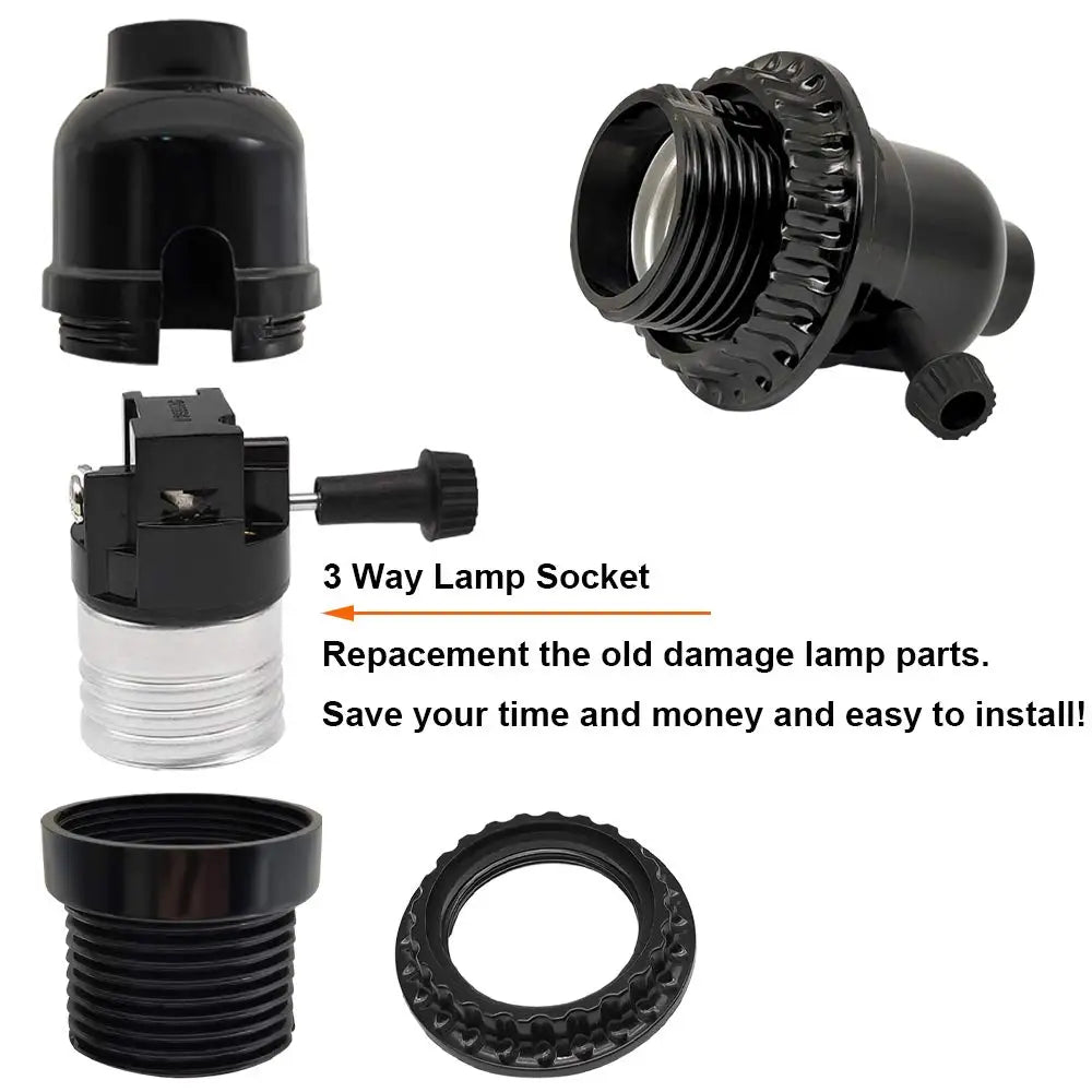 3 replacement parts for street light sockets, E26/E27 lamp holder repair kit, medium base only, incandescent lamp bracket, detac