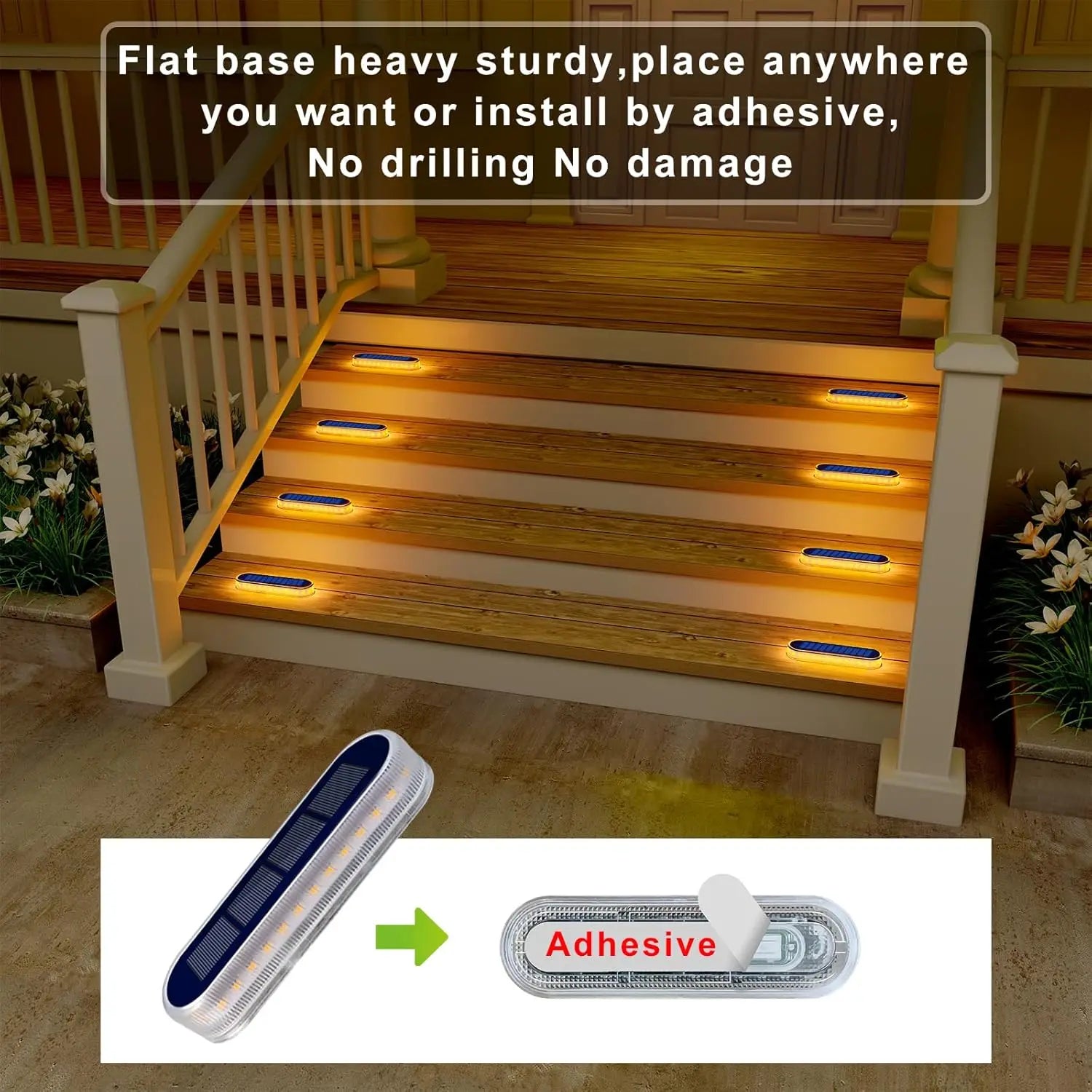 5 Years Lifespan Solar LED Step Lights Waterproof IP68 Outdoor LED Deck Lights Auto ON OFF for Stairs Driveway Deck Walkway Dock