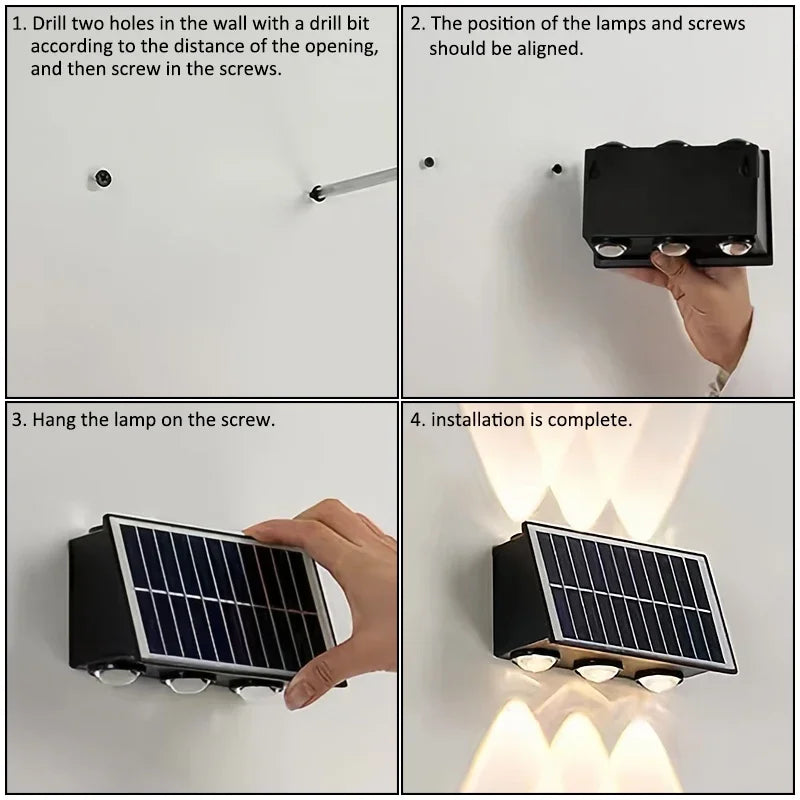 Modern Outdoor Solar Wall Lamp Waterproof IP65 Upper and Lower Lighting Exterior Wall Lamp Garden Balcony Corridor LED Wall Lamp