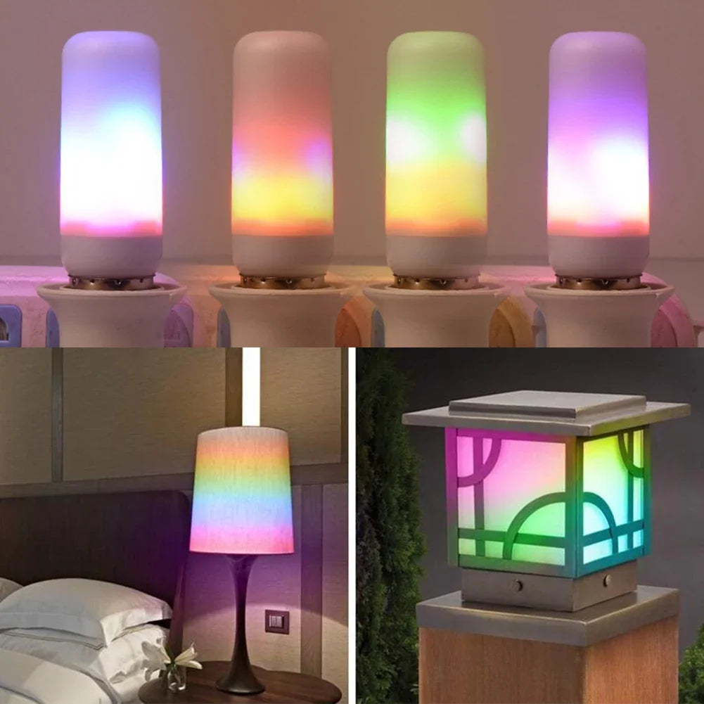 LED Flicker Flame Light Bulb Simulated Burning Fire Effect E27E26 Lamp Xmas Party Decorations Flickering Outdoor Four mode Light