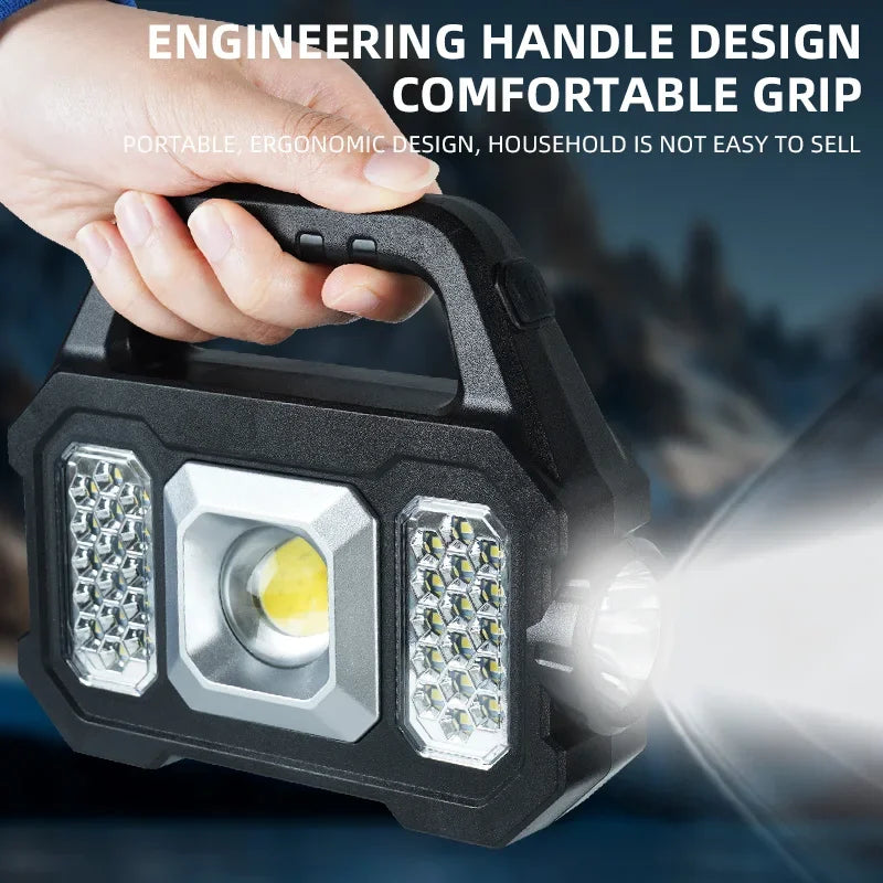 High Power Led Flashlights Rechargeable Camping Work Light Multi Functional Portable Light Solar Charging 6 Lighting Modes ﻿