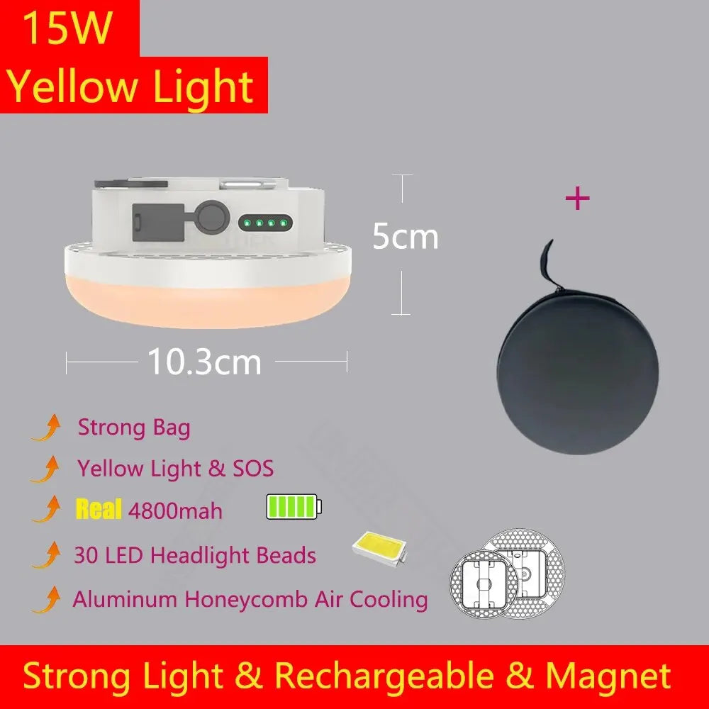 13500mAh Remote Control LED Rechargeable Camping Lantern Magnet Strong Light Portable Flashlights Tent Lights with Case Bag