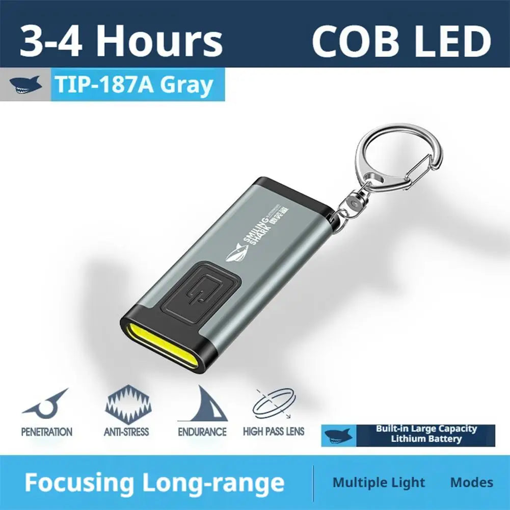 Multifunctional Keychain Flashlight USB Rechargeable Mini Flashlight With COB Work Light Keyring Camping Walking Pocket Lamp