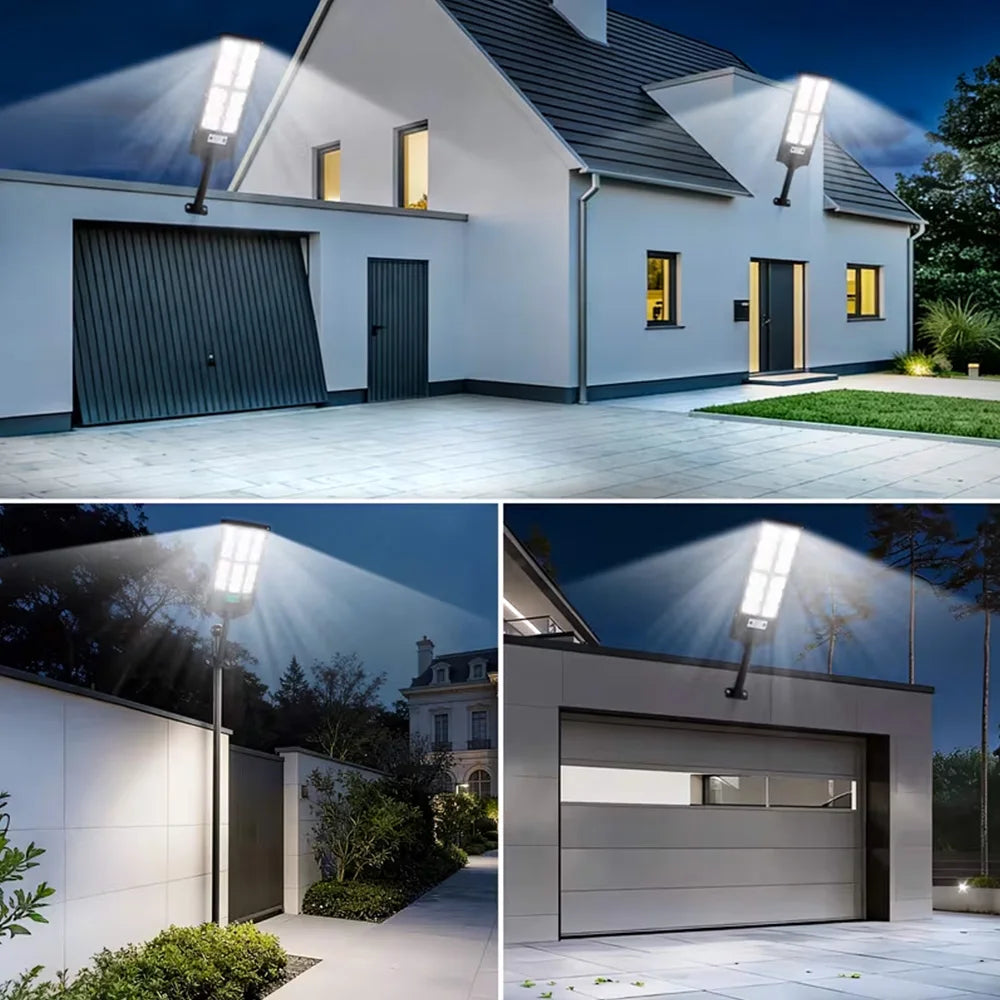 IPX7 Waterproof Solar Street Light Outdoor, LED Solar Wall Light with Motion Sensor, Timer for Garage Garden, Entryway Garage