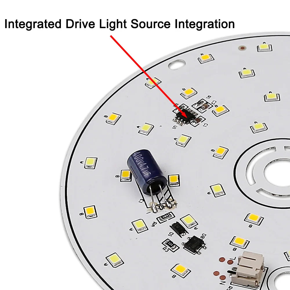 6W 8W 12W 24W 36W 48W LED Chip 220V Driver-Free Three-Color Aisle PCB Light Source Accessories Round LED Light Panel