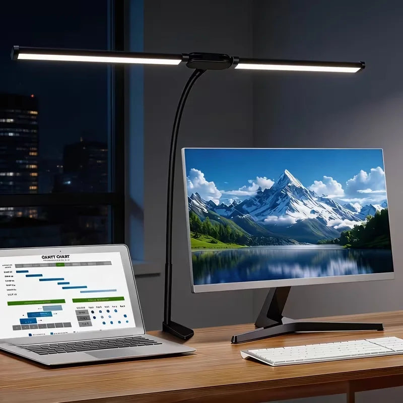LED Desk Lamp with Clamp 15.75 Stepless Dimming Light 100 LEDs Eye-Caring Light USB Powered Adjustable Flexible Gooseneck  for Home Office, Study& Workbench