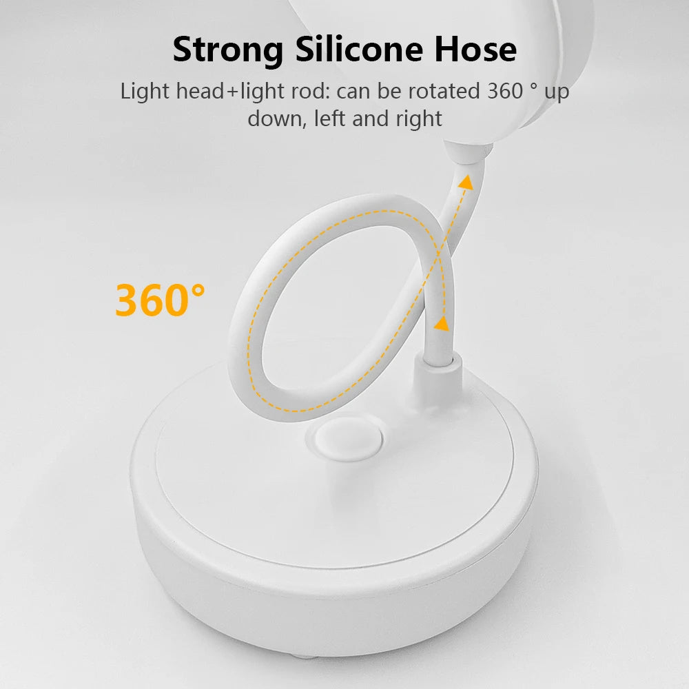 Portable Gooseneck Pipe Desk Lamp LED Rechargeable Waterproof Mood Light 3 Modes Reading Lights For Home Room Decoration Bedroom