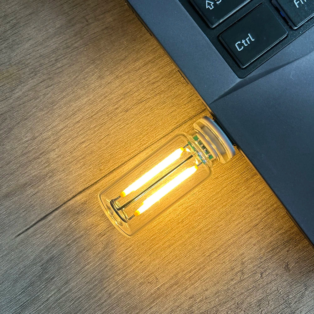 LED Touch Dimming Night Light USB Filament Glass Bulb 5V Retro Edison Bulb Car Decoration Halloween Decor Atmosphere Light
