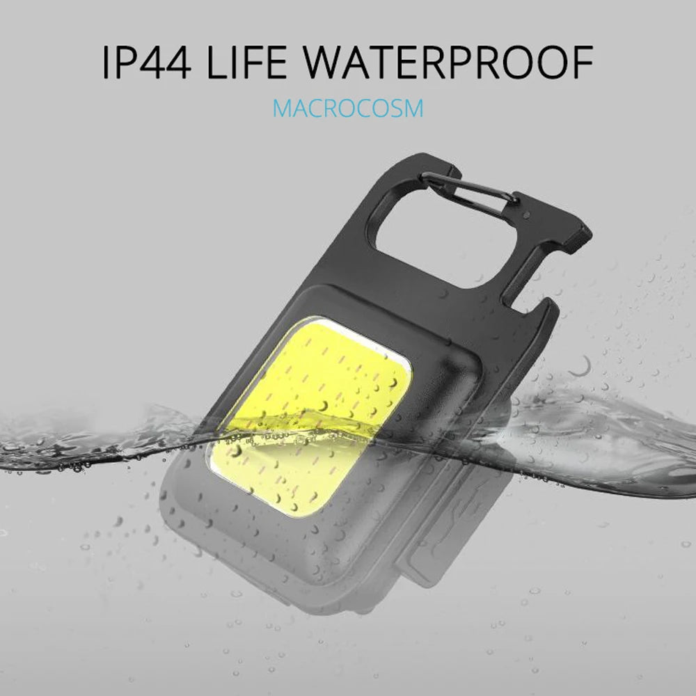 Portable Mini Super Bright COB Keychain Light 4 Lighting Modes Forwork Light Flashlight Charging Lamp Camping Lights with Magnet