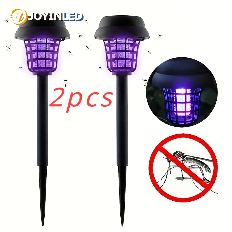 2pcs, Solar Mosquito Killer Lamp,Garden Fly Trap Lamp,Yard Mosquito Trap Electric Shock Insect Killing Mosquito Repellent Lamp