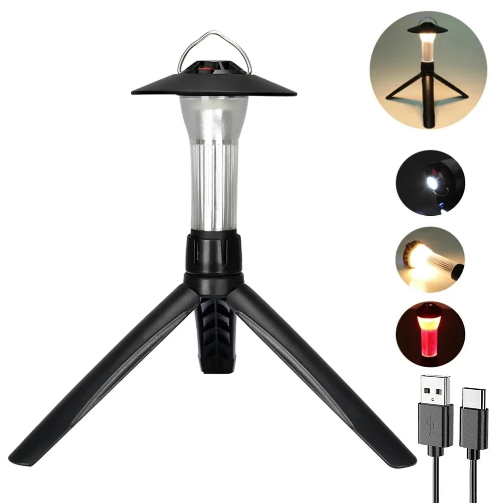 Rechargeable LED Portable Light Super Bright Flashlight Camping Light Work Light 5 Lighting Modes Waterproof Outdoor Light