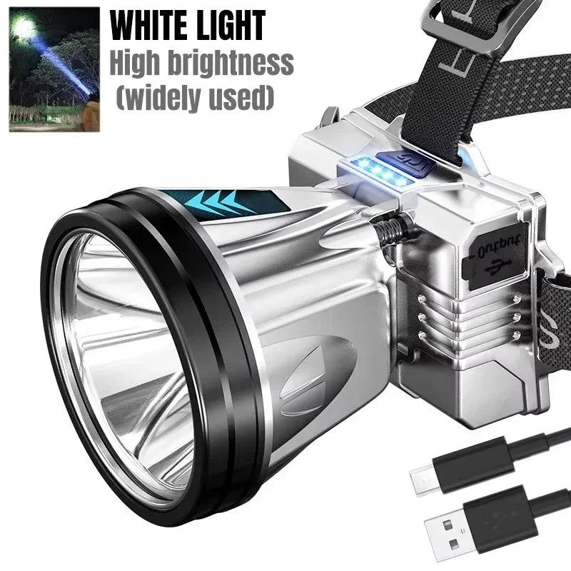 GGbingo 10000mAh Rechargeable Headlamp Super Bright High Power Waterproof Emergency Fishing Camping Lantern Head Flashlight