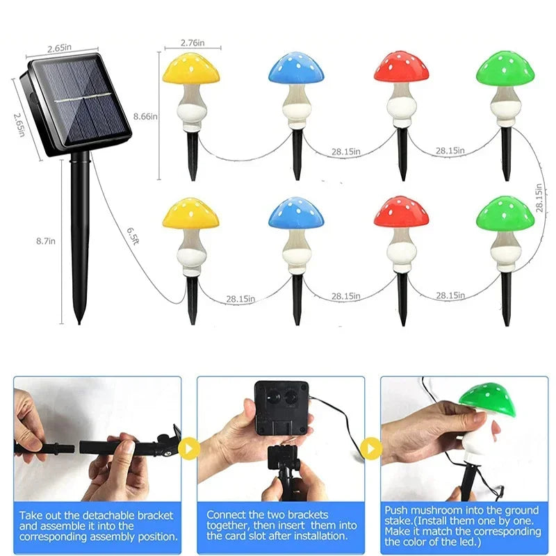 Outdoor solar mushroom light string - waterproof landscape garden courtyard lamp - LED lamp