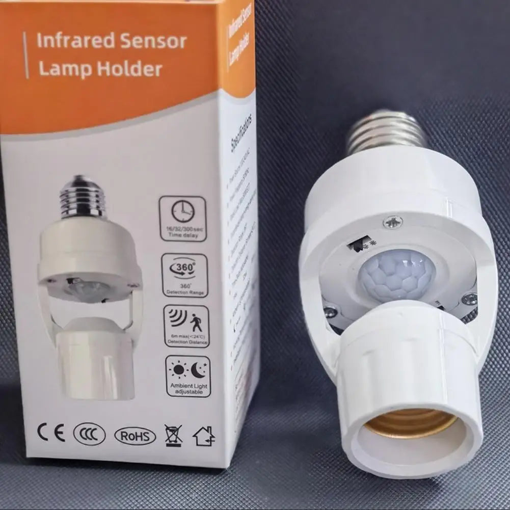 360 Degrees Human Induction Motion Sensor Lamp Socket Base AC85-265V Delay Time Switch E27 Base Holder Socket Adapter