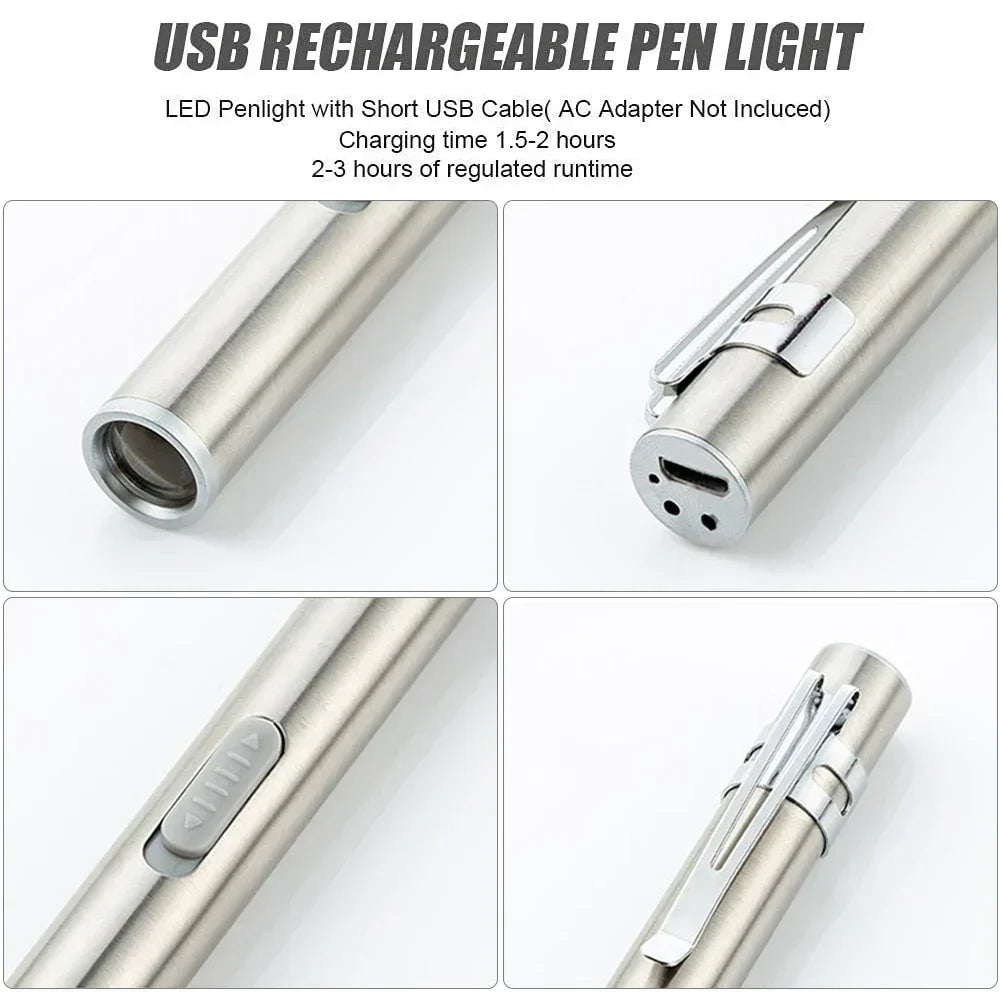 Portable Professional Medical LED Flashlight USB Rechargeable Energy-saving Mini Flashlight Pen Light for Dentist Camping Hiking