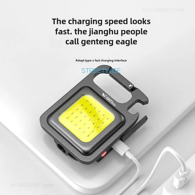 SMILING SHARK Flashlight Magnetic Clothe Clip Running Light USB Rechargeable Torch Camping Lantern with Power Indicator