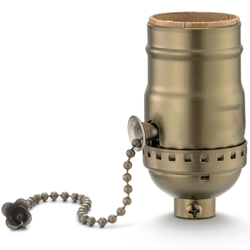 Vintage Edison Style E26/E27 LED Lamp Holder W/ Zipper Switch - Bronze & Pearl Black Hang Wire Suspension Light Fixture