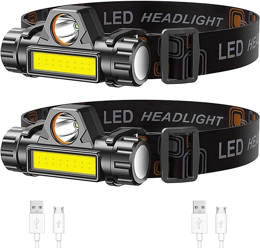 XP-G Q5 Headlamp Head Lamp Headlight Waterproof 2500lm Cob Led Built In Usb Rechargeable 14450 Battery Working Light 5w
