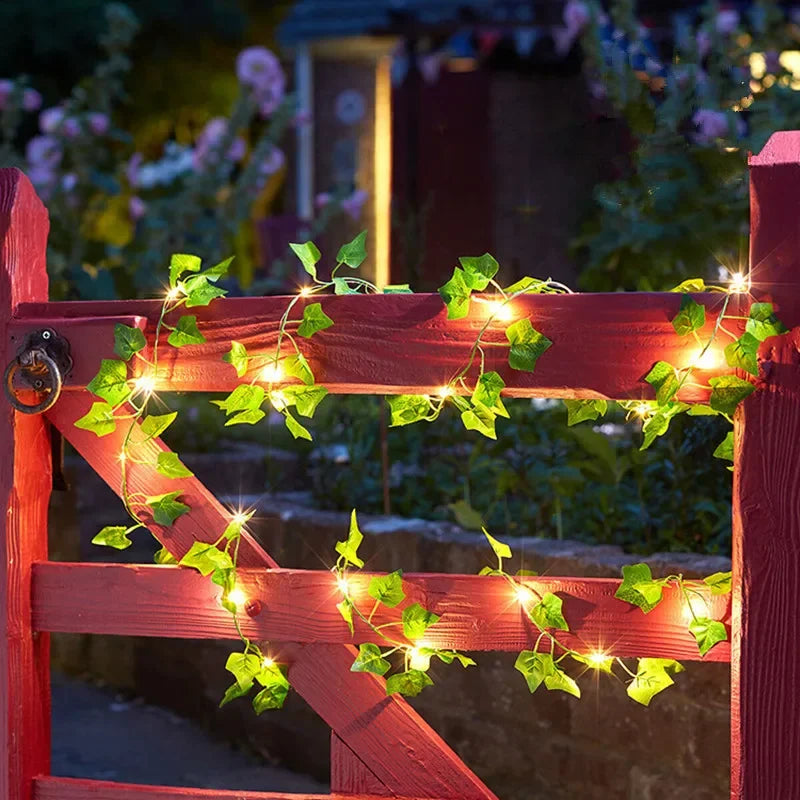 7M/12M Fairy Lights ivy String LED Solar Light Vine Maple Leaf Waterproof Garland Solar Lamp Christmas for Garden Decoration