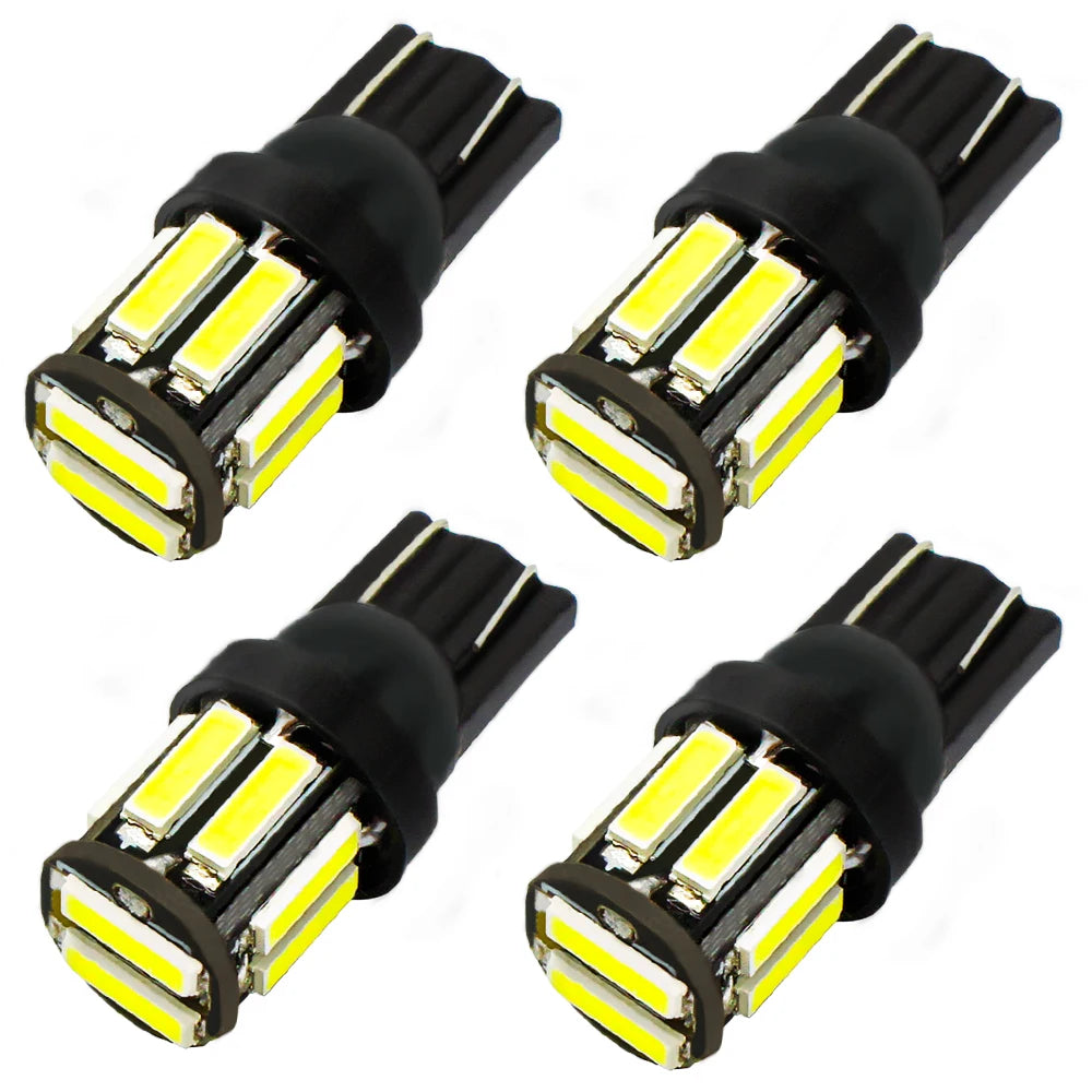 2/4/10X T10 COB 10Led 7020 Auto Night LED 194 168 Wedge Replacement Reverse Instrument Panel Lamp White Blue Bulbs for Lighting