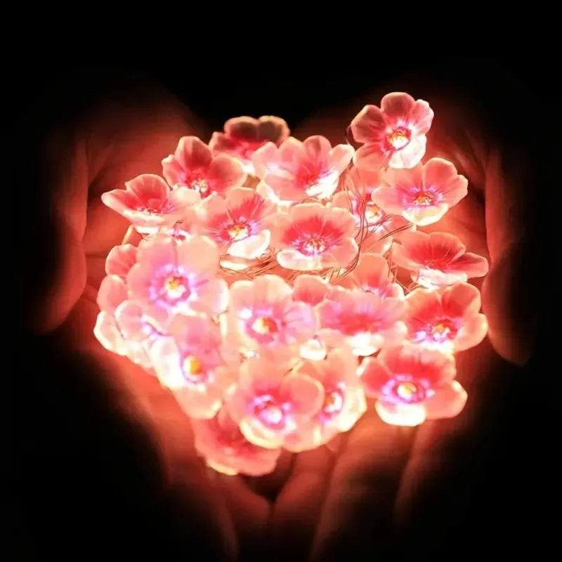 LED Cherry Blossom Fairy Light Battery Powered Pink Warm Light Cherry Blossom String Light Suitable for Indoor Decorative Lights