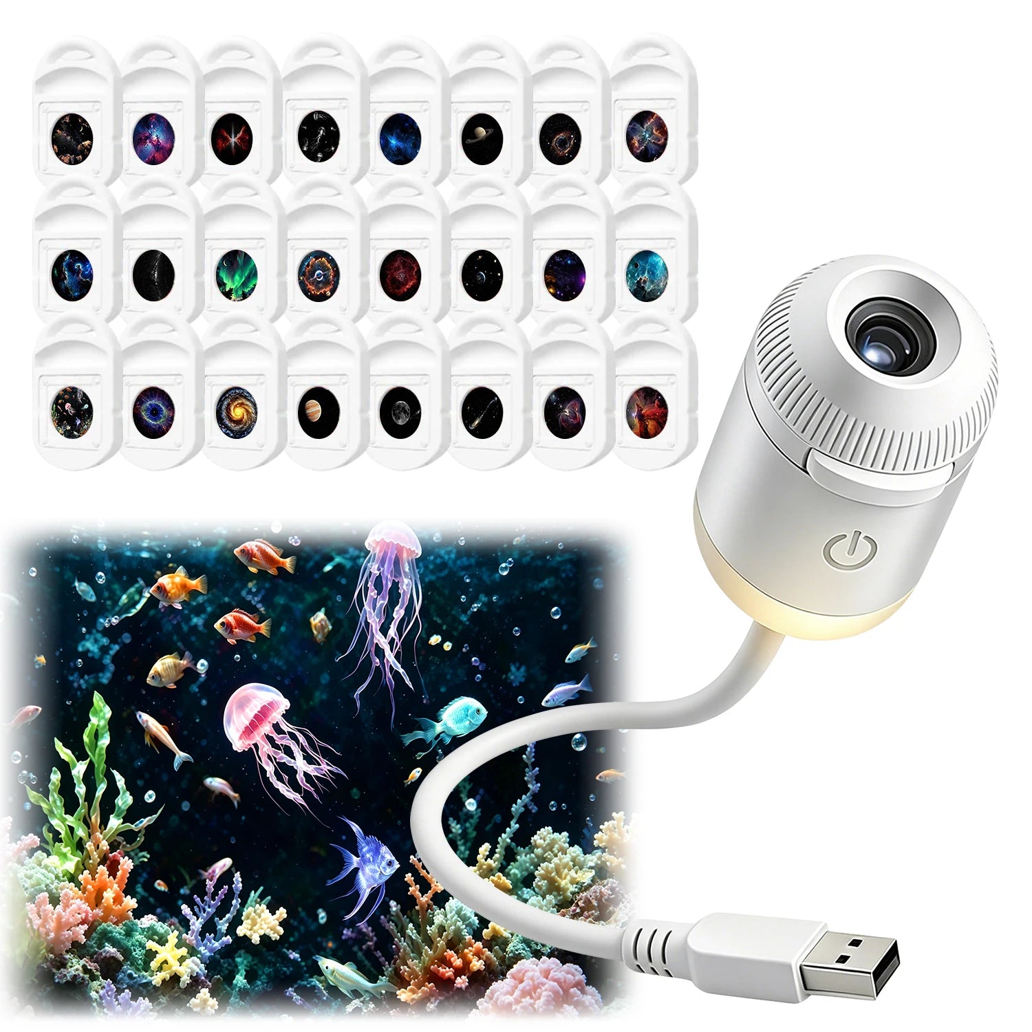 2-in-1 USB Ambient Light For Large Range Projection Atmosphere Multiple Scenes Adjustable Focus Distance Night Lighting Function