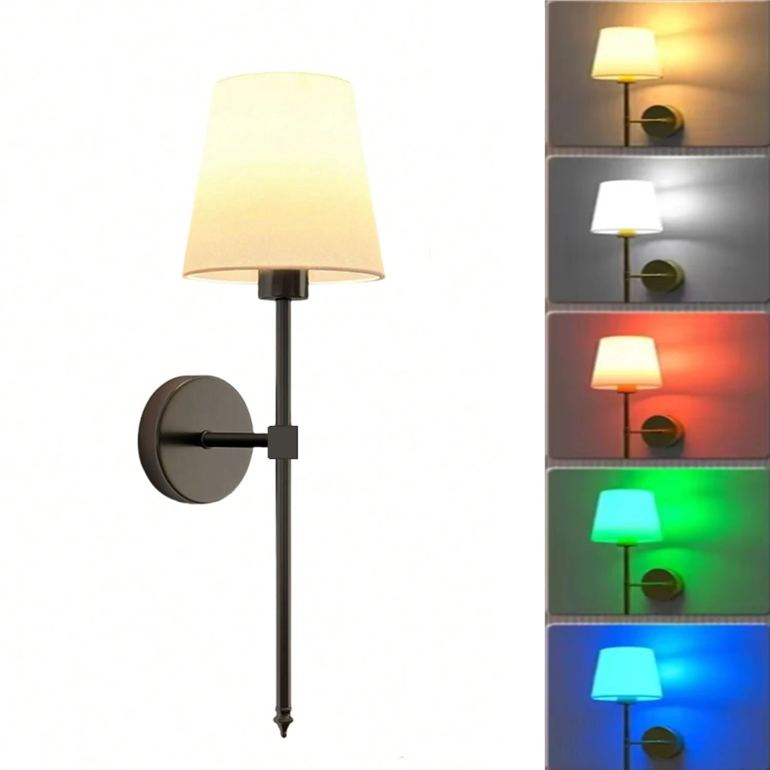 Wireless Battery Powered Wall Lamp Rechargeable Wall Lamp Dimmable Detachable Bulb Remote Control 15 Color Wireless Wall Lamp