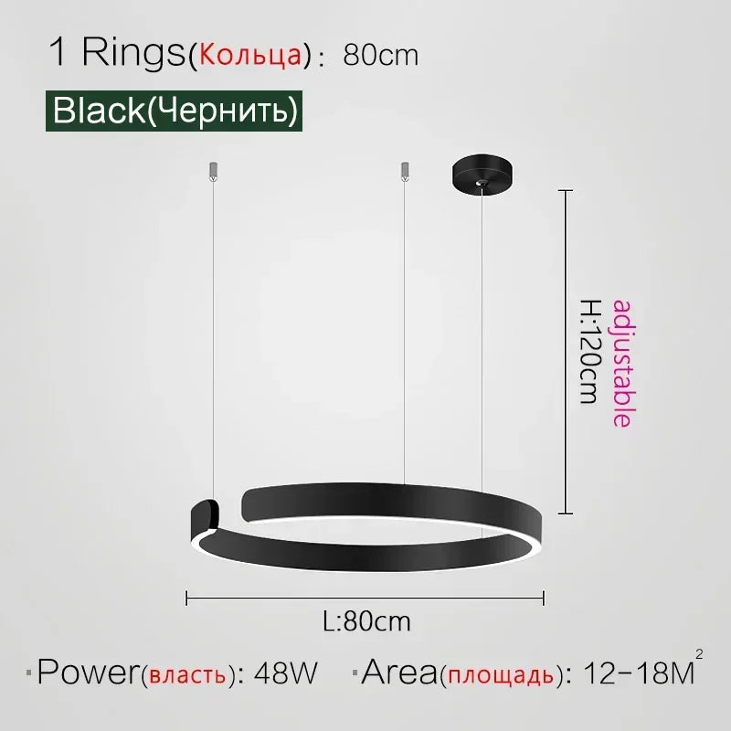 Modern Art Circle Rings Ceiling Chandeliers Hanging Pendant Led Lighting for Living Room Staircase Hotel Decor Suspension Lustre