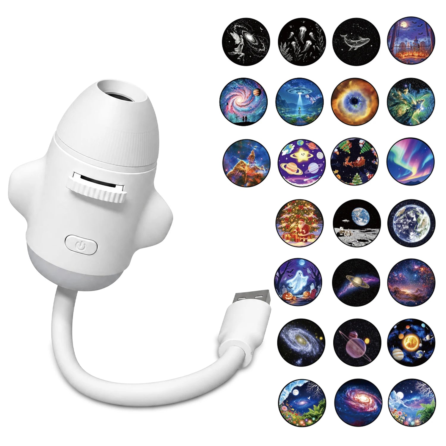 2 In 1 Usb Mini Galaxy Star Projector Night Light 12 Films Starry Sky Ambient Light For Car Home Decoration For Adults And Kids