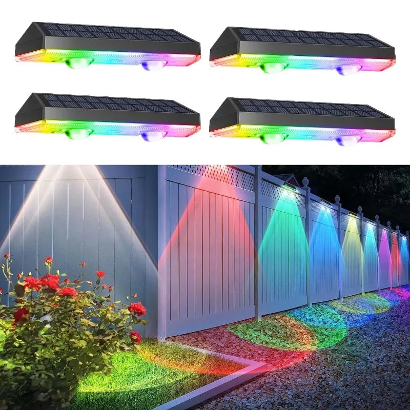 Solar Fence Light RGB Color Changing Outdoor Garden Courtyard Decoration Step Light Waterproof Channel Wall Stair Light Balcony