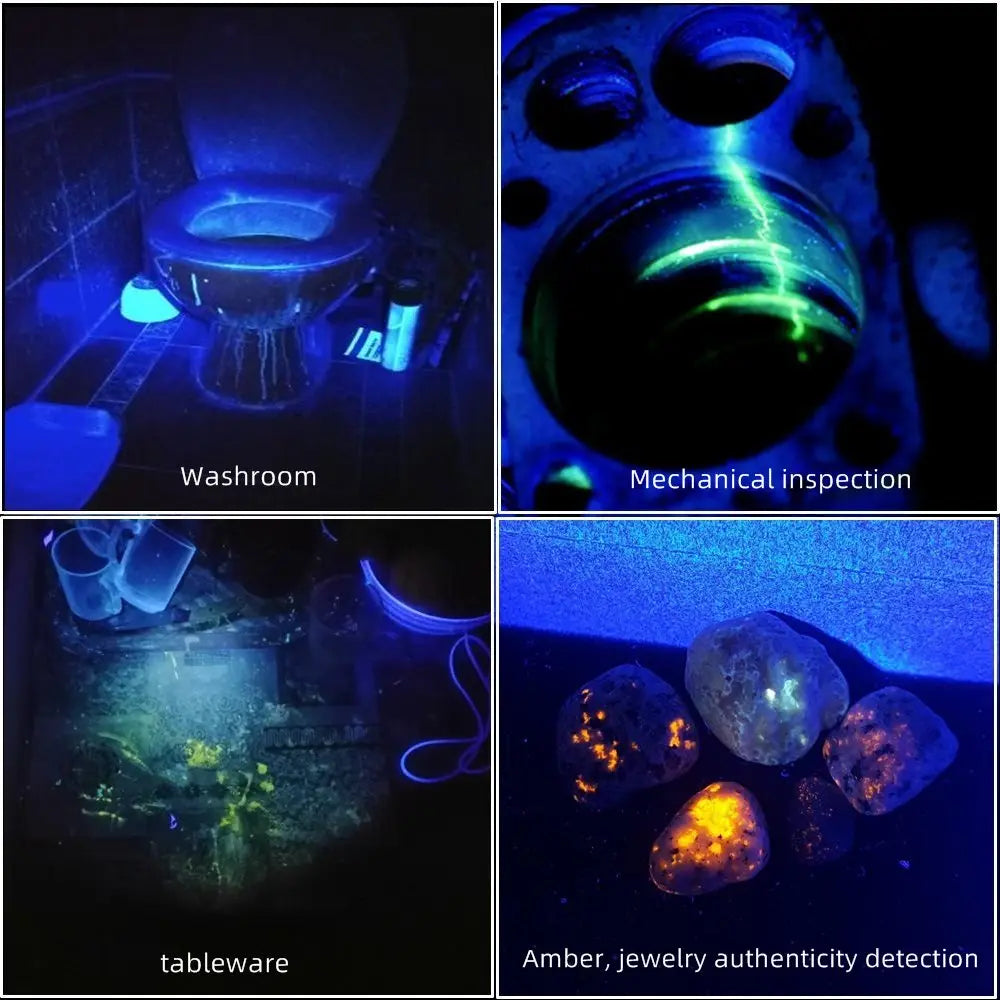 20W 395/365nm UV Flashlight USB Rechargeable Blacklight Curing Cat Tinea Pet Urine Stain Marker Leakage Ore Money Scorpion Light